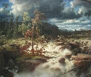 marcus larson Waterfall in Smaland Spain oil painting artist